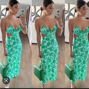 Zara satin effect cutout midi dress